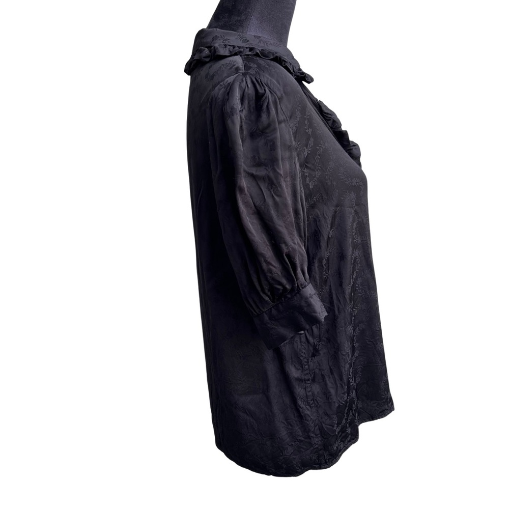 Sandro Black Floral Patterned Satin Top - Picture 5 of 9